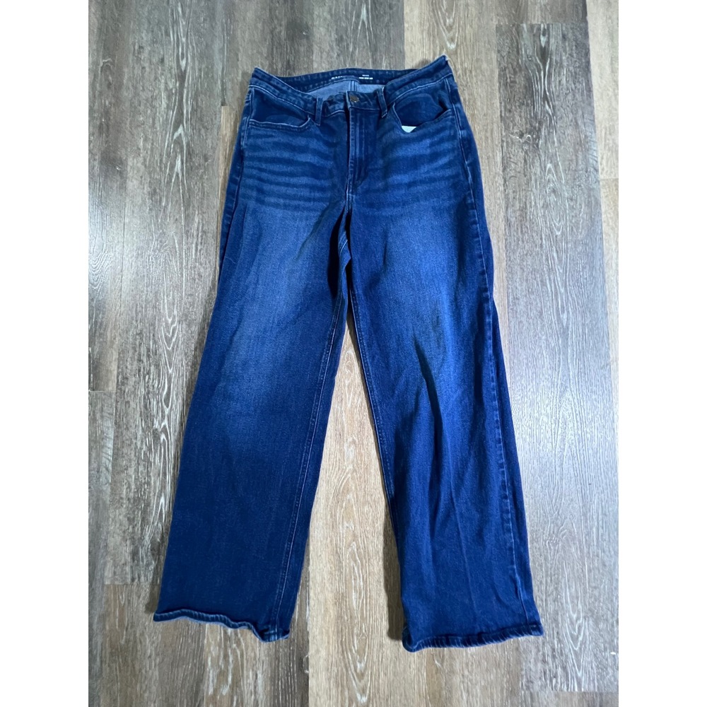 Old Navy Wow Wide Leg Jeans Womens 12 Dark Blue High Rise Denim